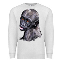 Oatmeal Heather Baby Gorilla Head Premium Sweatshirt - LillyAllenDesigns
