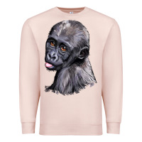 Pale Pink Baby Gorilla Head Premium Sweatshirt - LillyAllenDesigns