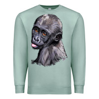 Seafoam Baby Gorilla Head Premium Sweatshirt - LillyAllenDesigns