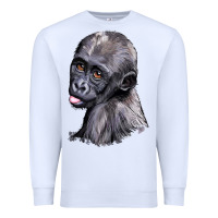 White Baby Gorilla Head Premium Sweatshirt - LillyAllenDesigns