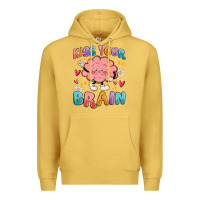 Antique Gold kiss your brain Premium Hoodie - MaliasSmallBusiness