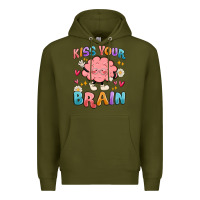 Army Green kiss your brain Premium Hoodie - MaliasSmallBusiness