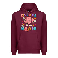 Burgundy kiss your brain Premium Hoodie - MaliasSmallBusiness