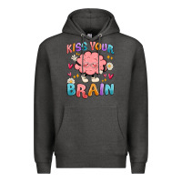 Charcoal Heather kiss your brain Premium Hoodie - MaliasSmallBusiness