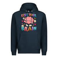 Navy kiss your brain Premium Hoodie - MaliasSmallBusiness