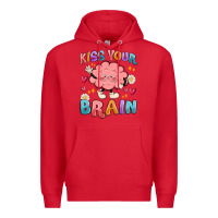 Red kiss your brain Premium Hoodie - MaliasSmallBusiness