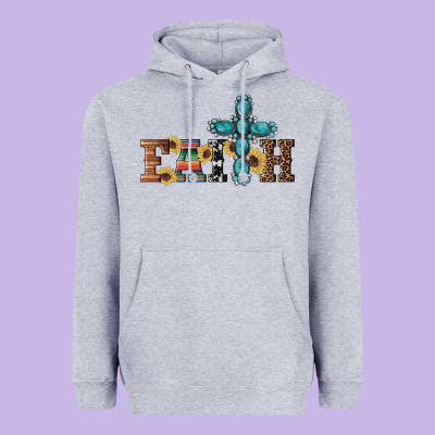 Western Gemstone Cross Faith Heavyweight Hoodie Designed By Artiststas