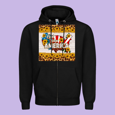 God Bless America Square Coaster Zipper Hoodie Designed By Hra Design Shop