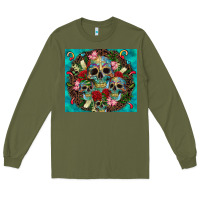 Army Green sugar skulls tumbler 3 Long Sleeve Tee - CTS Tumbler Store