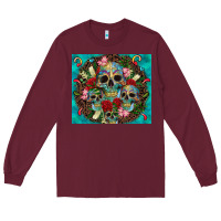 Burgundy sugar skulls tumbler 3 Long Sleeve Tee - CTS Tumbler Store