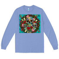Colony Blue sugar skulls tumbler 3 Long Sleeve Tee - CTS Tumbler Store