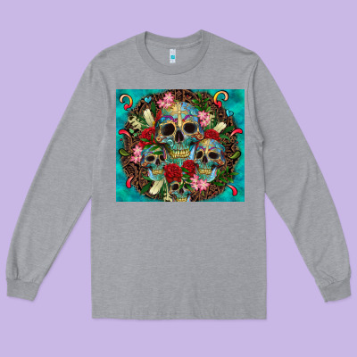 Sugar Skulls Tumbler 3 Long Sleeve Tee Designed By Cts Tumbler Store