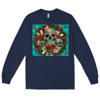 Navy sugar skulls tumbler 3 Long Sleeve Tee - CTS Tumbler Store