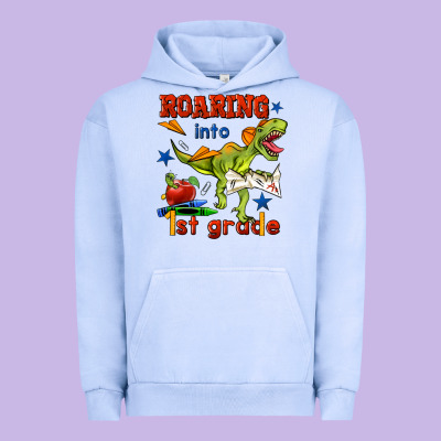 Roaring Into 1st Grade Urban Hoodie Designed By Bundleandbundleshop