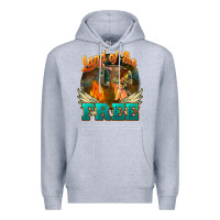 Heather Grey land of the free Premium Hoodie - NancyCooperArtShop