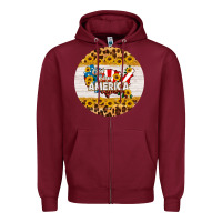 Burgundy god bless america round coaster Zipper Hoodie - HRA Design Shop