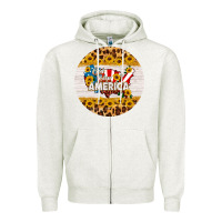 Oatmeal Heather god bless america round coaster Zipper Hoodie - HRA Design Shop