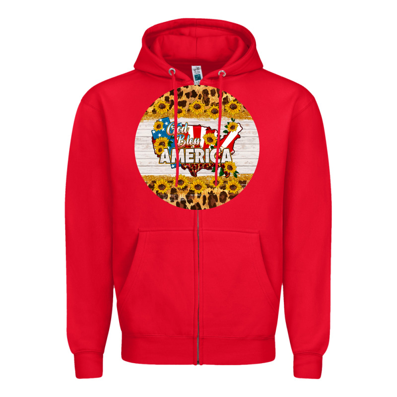 God Bless America Round Coaster Zipper Hoodie by HRA Design Shop | Teevron