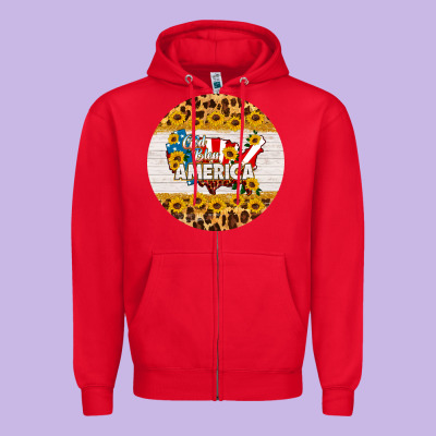 God Bless America Round Coaster Zipper Hoodie Designed By Hra Design Shop