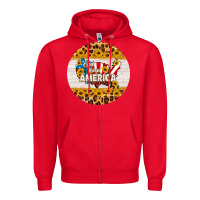 Red god bless america round coaster Zipper Hoodie - HRA Design Shop