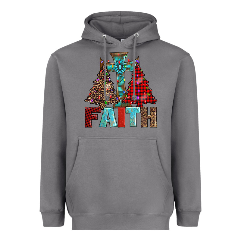 Cross And Christmas Trees Heavyweight Hoodie by AdoDesignShop | Teevron