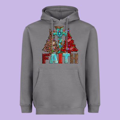 Cross And Christmas Trees Heavyweight Hoodie Designed By Adodesignshop