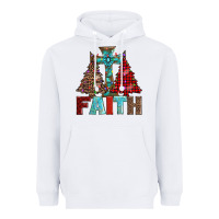 White cross and christmas trees Heavyweight Hoodie - AdoDesignShop