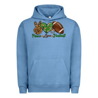 Pigment Pebble Blue peace love football Urban Hoodie - BundleAndBundleShop