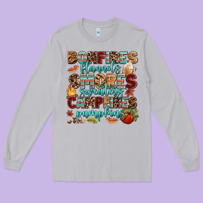 Bonfires Flannels Smores Long Sleeve Tee Designed By Adodesignshop