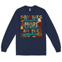 Navy bonfires flannels smores Long Sleeve Tee - AdoDesignShop