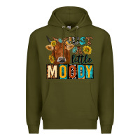 Army Green just a little moody with cow Premium Hoodie - NancyCooperArtShop
