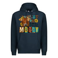 Navy just a little moody with cow Premium Hoodie - NancyCooperArtShop