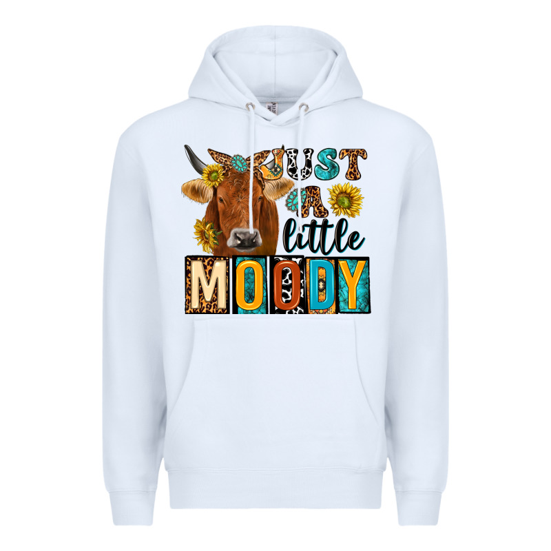 Just A Little Moody With Cow Premium Hoodie by NancyCooperArtShop | Teevron