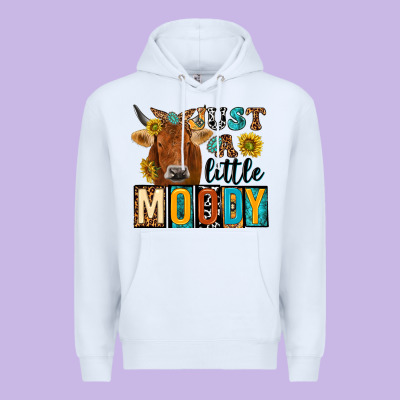 Just A Little Moody With Cow Premium Hoodie Designed By Nancycooperartshop