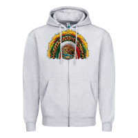 Heather Grey mexico sunflower rainbow Zipper Hoodie - HRA Design Shop
