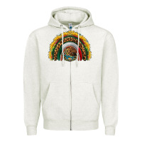 Oatmeal Heather mexico sunflower rainbow Zipper Hoodie - HRA Design Shop