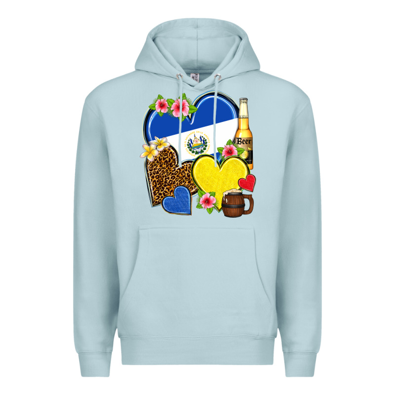 El Salvador Hearts Premium Hoodie by NancyCooperArtShop | Teevron