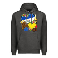 Charcoal Heather el salvador hearts Premium Hoodie - NancyCooperArtShop
