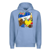 Colony Blue el salvador hearts Premium Hoodie - NancyCooperArtShop