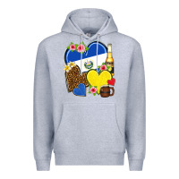 Heather Grey el salvador hearts Premium Hoodie - NancyCooperArtShop