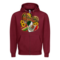 Burgundy mexico heart and sunflower Zipper Hoodie - HRA Design Shop