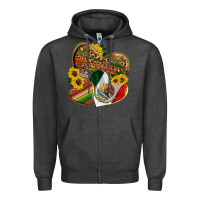 Charcoal Heather mexico heart and sunflower Zipper Hoodie - HRA Design Shop