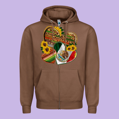 Mexico Heart And Sunflower Zipper Hoodie Designed By Hra Design Shop