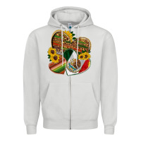Dove Grey mexico heart and sunflower Zipper Hoodie - HRA Design Shop