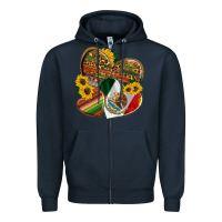 Navy mexico heart and sunflower Zipper Hoodie - HRA Design Shop