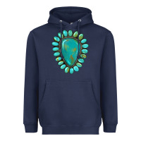 Navy western gemstone turquoise Heavyweight Hoodie - Artiststas