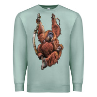 Seafoam Orangutan And Baby Premium Sweatshirt - LillyAllenDesigns