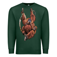 Sports Green Orangutan And Baby Premium Sweatshirt - LillyAllenDesigns