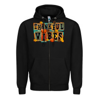 Black thankful vibes Zipper Hoodie - FaDigitalArtStudio