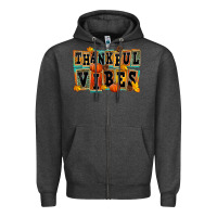 Charcoal Heather thankful vibes Zipper Hoodie - FaDigitalArtStudio